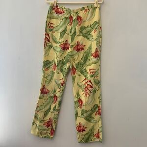 Rafael yellow tropical print linen pants Size 6